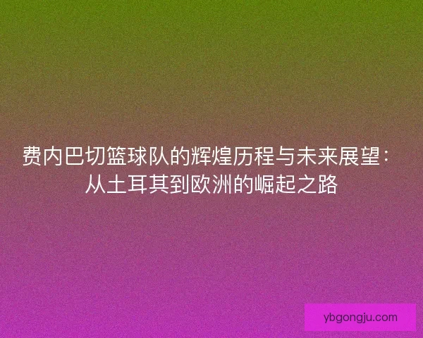 费内巴切篮球队的辉煌历程与未来展望：从土耳其到欧洲的崛起之路