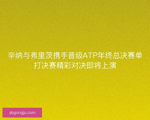 辛纳与弗里茨携手晋级ATP年终总决赛单打决赛精彩对决即将上演