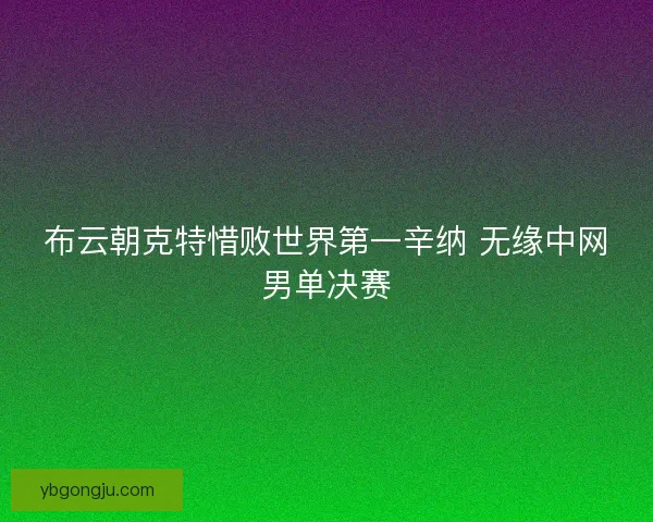 布云朝克特惜败世界第一辛纳 无缘中网男单决赛 布云朝克特惜败世界第一辛纳 无缘中网男单决赛